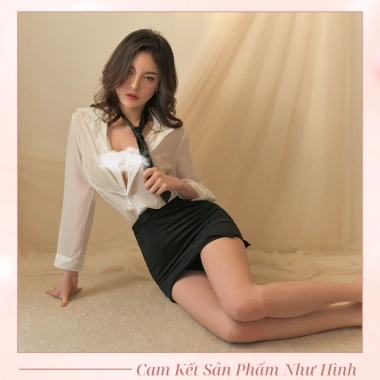 Váy Ngủ Cosplay Sexy DN20 CHE TÊN - Bộ ôm body + áo sơ mi trắng, gợi cảm công sở, 104.000 VND 2