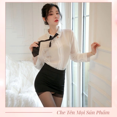 Váy Ngủ Cosplay Sexy DN20 CHE TÊN - Bộ ôm body + áo sơ mi trắng, gợi cảm công sở, 104.000 VND 3