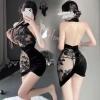 Váy ngủ cosplay sườn xám nhung mềm xuyên thấu gợi cảm - Giá chỉ 320.000 VND 3