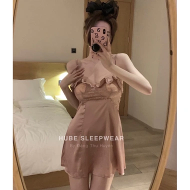 Váy Ngủ Hai Dây Lụa Bèo Ren Ngực Đệm Ngực Dáng Xoè Gợi Cảm - Xíu Sleepwear 225k 5 Váy Ngủ Hai Dây Lụa Bèo Ren Ngực Đệm Ngực Dáng Xoè Gợi Cảm - Xíu Sleepwear 225k 5