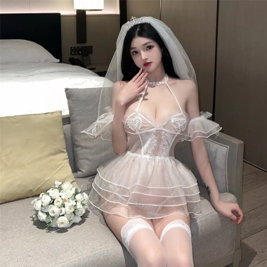 Váy Ngủ Hóa Trang Cô Dâu Sexy + Vương Miện - Đầm Cosplay Gợi Cảm DN49 giảm 18%