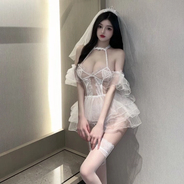 Váy Ngủ Hóa Trang Cô Dâu Sexy + Vương Miện - Đầm Cosplay Gợi Cảm DN49 giảm 18%