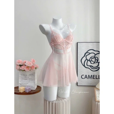 Váy ngủ kèm áo choàng voan lụa ren hoa gọng ngực dáng xoè - Xíu Sleepwear 10 Váy ngủ kèm áo choàng voan lụa ren hoa gọng ngực dáng xoè - Xíu Sleepwear 10