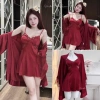 Váy ngủ lụa cao cấp kèm áo choàng, viền nơ, cổ mút ngực ren, eo thun - giảm giá 20% chỉ 325.000 VND