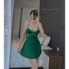 Váy Ngủ Lụa Hai Dây Mix Ren Eo Cúp Ngực QC Cao Cấp Loại 1 Xíu Sleepwear 180k 2