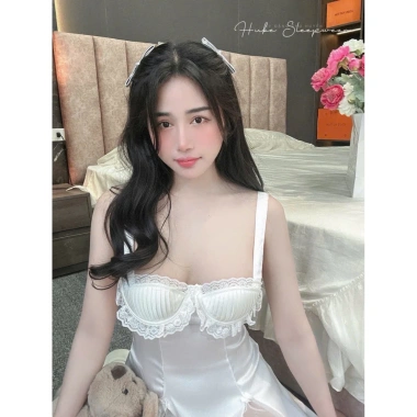 Váy Ngủ Lụa Hube - Voan Xẻ Tà Ngực, Ly Bèo Ren, Cổ Mút Nơ Nhí Tiểu Thư QCCC 425k 4 Váy Ngủ Lụa Hube - Voan Xẻ Tà Ngực, Ly Bèo Ren, Cổ Mút Nơ Nhí Tiểu Thư QCCC 425k 4