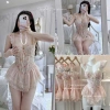 Váy ngủ lụa ren cao cấp cổ mút hoa nhí tiểu thư Giá ưu đãi 345k Hube Sleepwear