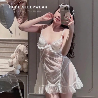 Váy ngủ lụa ren cao cấp Eo thắt, cổ mút tim ngực, hai dây xuyên thấu - Xíu Sleepwear 8 Váy ngủ lụa ren cao cấp Eo thắt, cổ mút tim ngực, hai dây xuyên thấu - Xíu Sleepwear 8