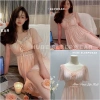 Váy ngủ lụa ren hai lớp eo ngực hoa hồng - Siêu tiểu thư cao cấp Xíu Sleepwear