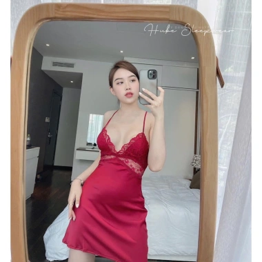 Váy ngủ lụa ren sang trọng, ngực eo dây cổ - Hube Sleepwear giảm giá 315k 5
