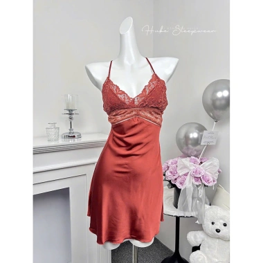 Váy ngủ lụa ren sang trọng, ngực eo dây cổ - Hube Sleepwear giảm giá 315k 12