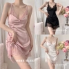 Váy Ngủ Lụa Tơ Hai Dây Đôi Viền Ren Gấu Siêu Sexy - QC Loại 1 Cao Cấp Xíu Sleepwear 295k
