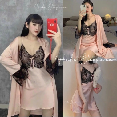 Váy Ngủ Lụa và Áo Choàng Ren Nơ Sexy Loại 1 Giá Ưu Đãi 455k Xíu Sleepwear Váy Ngủ Lụa và Áo Choàng Ren Nơ Sexy Loại 1 Giá Ưu Đãi 455k Xíu Sleepwear