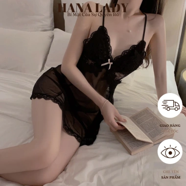 Váy ngủ nữ sexy voan xuyên thấu, ren quyến rũ và quần lót khe VN606 - Giá 129k