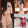 Váy ngủ ren tơ chấm bi nhí kèm chip xuyên thấu bèo viền Loại 1 - Hube Sleepwear 285k