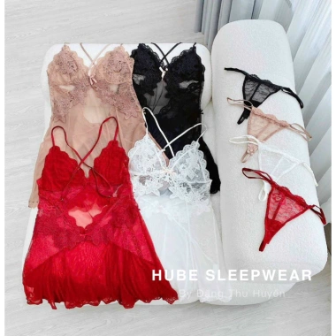 Váy ngủ ren tơ xuyền thấu nơ ngực sexy Loại 1 giá 235k khuyến mãi Xíu Sleepwear 8