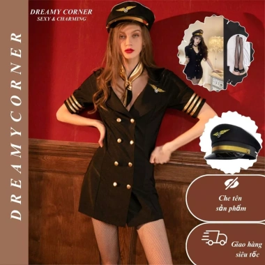 Váy ngủ sexy cosplay tiếp viên hàng không gợi cảm - Bộ ngủ nữ chỉ 60.000 VND