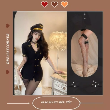 Váy ngủ sexy cosplay tiếp viên hàng không gợi cảm - Bộ ngủ nữ chỉ 60.000 VND