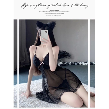 Váy ngủ sexy đầm ngủ gợi cảm voan mỏng thêu ngực nổi, đính nơ cao cấp tặng chip - Giá chỉ 118.000đ 3