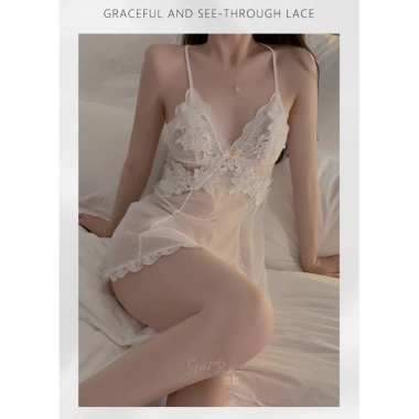 Váy ngủ sexy đầm ngủ gợi cảm voan mỏng thêu ngực nổi, đính nơ cao cấp tặng chip - Giá chỉ 118.000đ 4