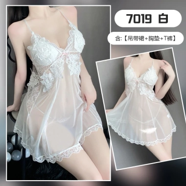 Váy ngủ sexy đầm ngủ gợi cảm voan mỏng thêu ngực nổi, đính nơ cao cấp tặng chip - Giá chỉ 118.000đ 9