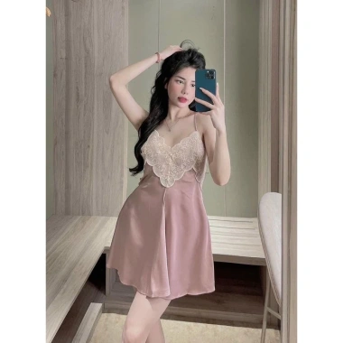 Váy ngủ sexy HT179 ren xẻ ngực, lụa dáng xòe quyến rũ - Giá chỉ 192.000₫