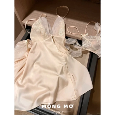 Váy ngủ sexy lụa cao cấp quần chip xinh - đầm mặc nhà gợi cảm 248.666₫