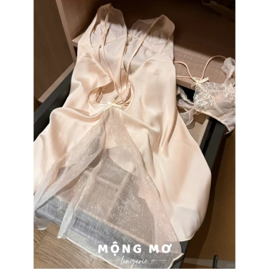 Váy ngủ sexy lụa cao cấp quần chip xinh - đầm mặc nhà gợi cảm 248.666₫
