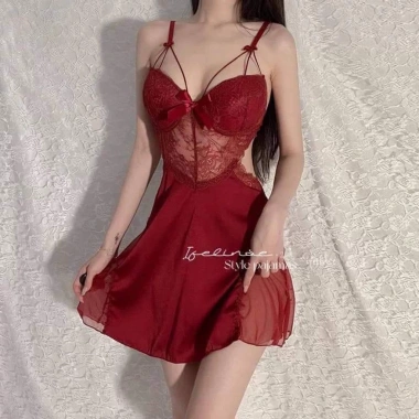 Váy ngủ sexy lụa có gọng & đệm ngực - Đầm mặc nhà gợi cảm, giảm giá 185.000₫