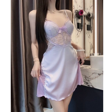 Váy ngủ sexy lụa có gọng & đệm ngực - Đầm mặc nhà gợi cảm, giảm giá 185.000₫