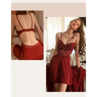 Váy ngủ sexy lụa có gọng & đệm ngực - Đầm mặc nhà gợi cảm, giảm giá 185.000₫