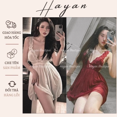 Váy ngủ sexy ren xuyên thấu HT171 - Đầm ngủ xẻ sau dáng xoè gợi cảm 126.420₫