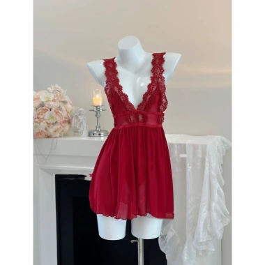 Váy ngủ sexy ren xuyên thấu HT171 - Đầm ngủ xẻ sau dáng xoè gợi cảm 126.420₫