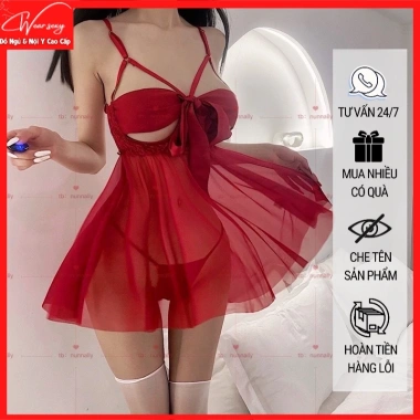 Váy ngủ thắt nơ ngực quyến rũ, gợi cảm - Giá chỉ 61.999 VND, đồ ngủ cao cấp