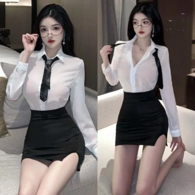 Váy ngủ thư ký DN20 - Đồ ngủ nữ gợi cảm, nhân viên văn phòng cám dỗ 30.000₫