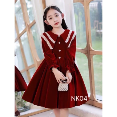 Váy nhung công chúa bé gái Tết Noel sang chảnh, size 15-50kg, giảm giá 210.000₫