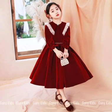 Váy nhung công chúa bé gái Tết Noel sang chảnh, size 15-50kg, giảm giá 210.000₫