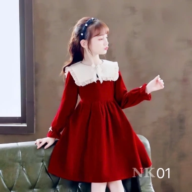 Váy nhung công chúa bé gái Tết Noel sang chảnh, size 15-50kg, giảm giá 210.000₫