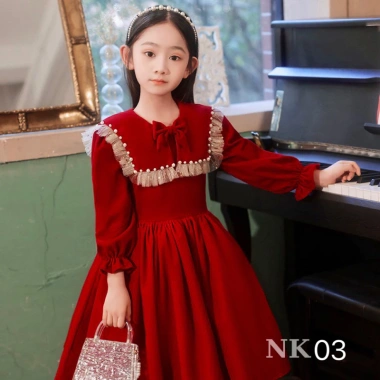 Váy nhung công chúa bé gái Tết Noel sang chảnh, size 15-50kg, giảm giá 210.000₫