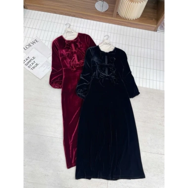 Váy nhung the nơ dáng mới xinh, giảm giá tới 380k - phong cách trẻ trung 2