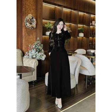 Váy nhung the nơ dáng mới xinh, giảm giá tới 380k - phong cách trẻ trung 3