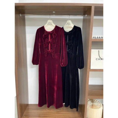 Váy nhung the nơ dáng mới xinh, giảm giá tới 380k - phong cách trẻ trung 4