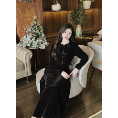 Váy nhung the nơ dáng mới xinh, giảm giá tới 380k - phong cách trẻ trung 5