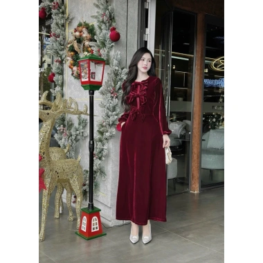 Váy nhung the nơ dáng mới xinh, giảm giá tới 380k - phong cách trẻ trung 6