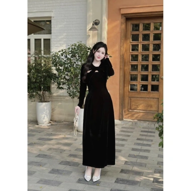 Váy nhung the nơ dáng mới xinh, giảm giá tới 380k - phong cách trẻ trung 7
