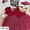 Váy Noel bé gái Cherry Kids đỏ nhung, áo lệch vai, chân váy xoè rộng, 10-30kg 3
