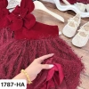Váy Noel bé gái Cherry Kids đỏ nhung, áo lệch vai, chân váy xoè rộng, 10-30kg 6