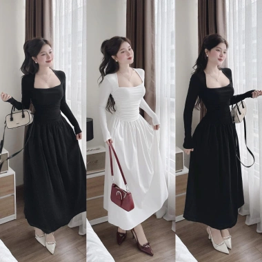 Váy nữ body dài đuôi xòe bồng, đầm thu đông sang chảnh Jully Clothes 229k 3
