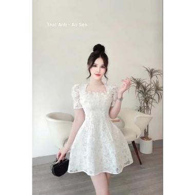 Váy Nữ Nori Dáng Xòe Tay Bồng Ren Hoa Cao Cấp Đi Tiệc Sang Trọng Lagoo Elegent 289.899₫ 3