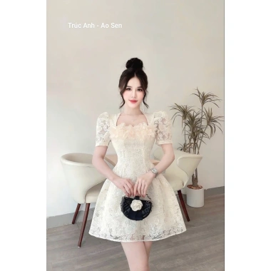 Váy Nữ Nori Dáng Xòe Tay Bồng Ren Hoa Cao Cấp Đi Tiệc Sang Trọng Lagoo Elegent 289.899₫ 4